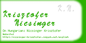 krisztofer nicsinger business card